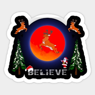 Believe santa claus with fawn Sticker